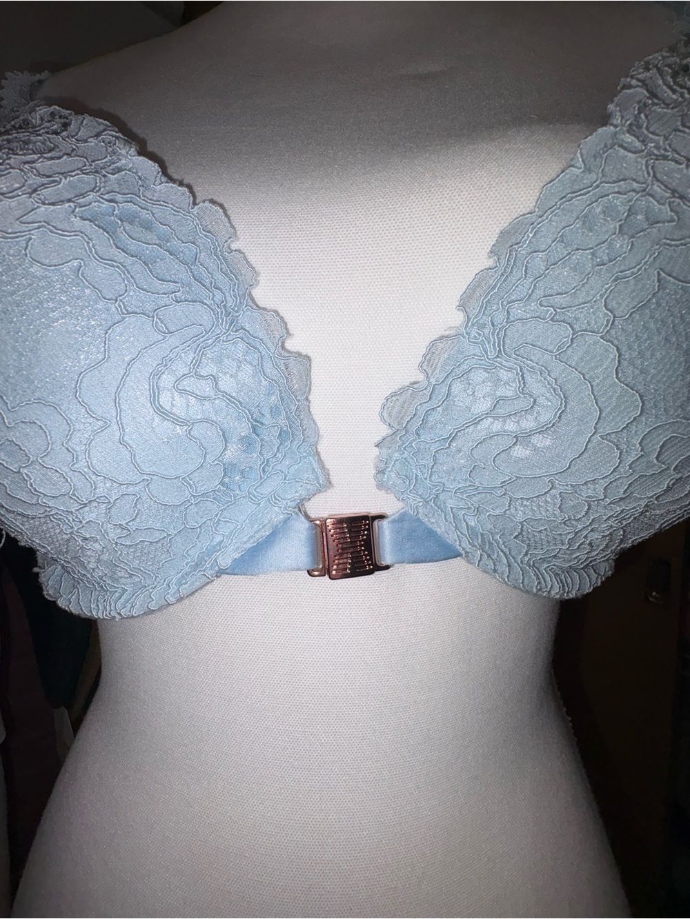 Savage x fenty Blue Lace Front-Close Push-Up Bra